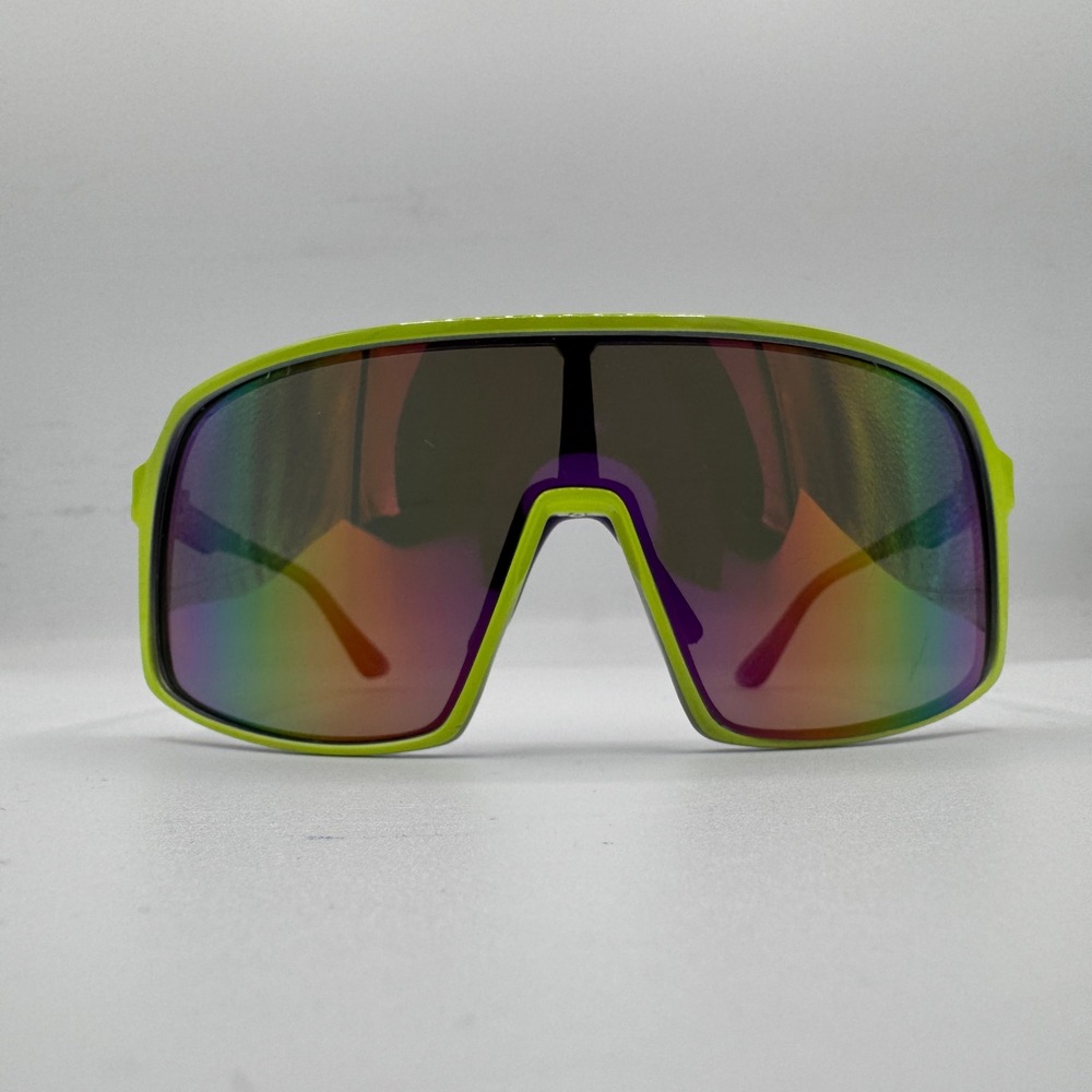 Body Glove SR1123 Polarized Sunglasses Neon Green Shield Rainbow Mirror Lens